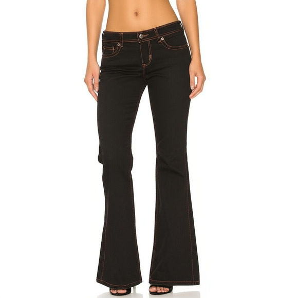 Calvin Klein Shape Dark Wash Boot Cut Jeans Size 6 Black Denim Vintage Y2K - Picture 1 of 13